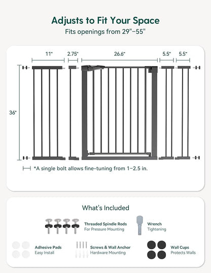 Babelio 36" Tall Baby Gate, PressGuard P7, 29-55" Auto Close Pressure Mounted - Image 6