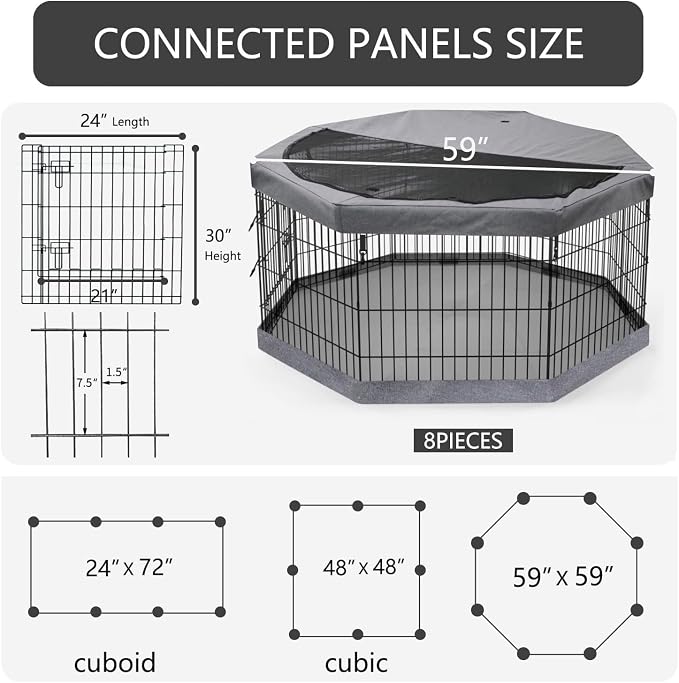 PETIME Foldable Metal Dog Exercise Pen/Pet Puppy Playpen Kennels Yard Fence - Image 3