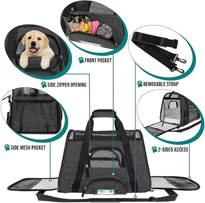 PetAmi Airline Approved Soft Sided Dog & Cat Carrier, Ventilated Pet Carrying - Image 3
