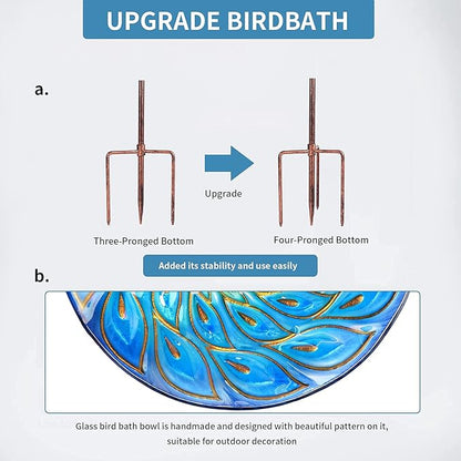 MUMTOP Glass Bird Bath, Garden Outdoor Birdbaths Birdfeeder - Image 5