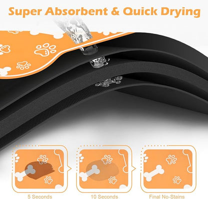 Dog Cat Mat for Food and Water, Rapid Absorbent Pet Feeding Mat, Bone Shaped - Image 2