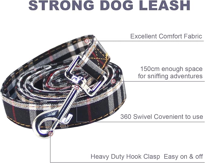 Yizepet Dog Collar and Leash Set-Plaid Puppy Collar - Image 3