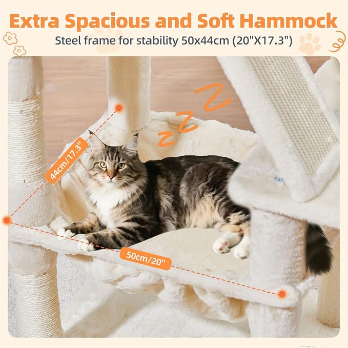 Taoqimiao Cat Tree 57.5-Inch, Cat Tower - Image 4