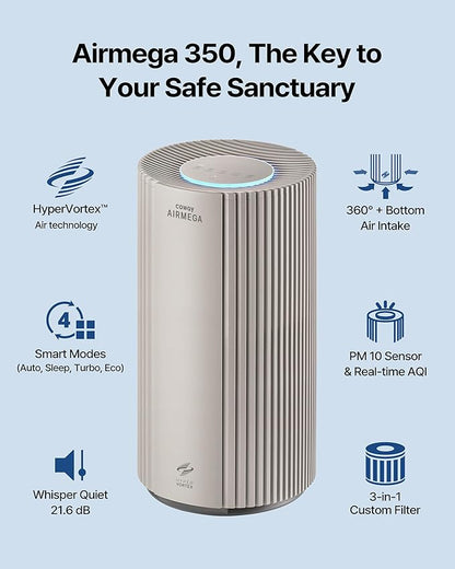 COWAY Air Purifier for Large Room Whole Home Up to 2, 640 ft², HEPA Filter for - Image 2