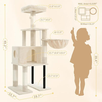 Heybly Cat Tree, 49.2 Inches Cat Tower - Image 3