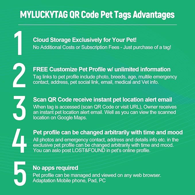 MYLUCKYTAG QR Code Pet ID | Personalized Dog & Cat Collar Tag | Online Profile - Image 6