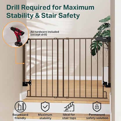 Cumbor 29.2–43" Baby Gate for Stairs, Wall-Mounted, Expandable No Bottom Bar - Image 4