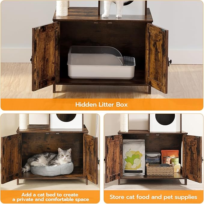 HOOBRO Cat Tree with Litter Box Enclosure - Image 5