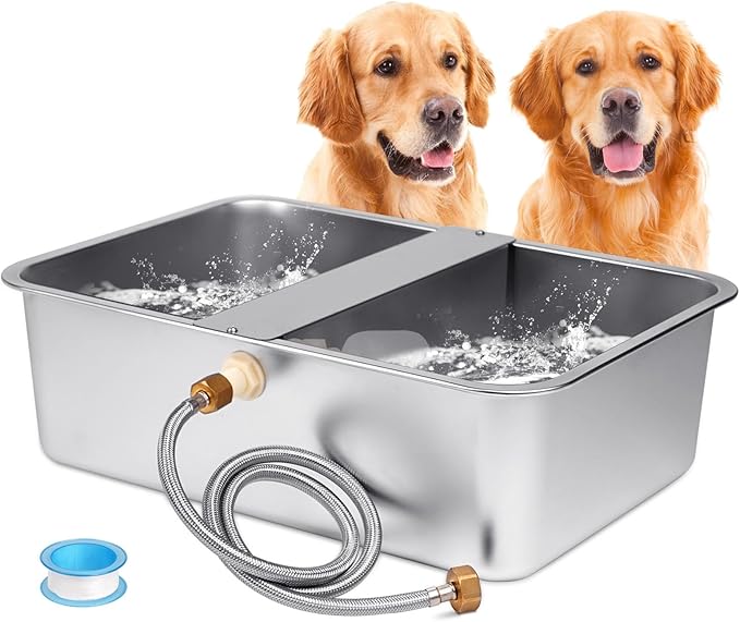 6 Gal Automatic Dog Water Bowl Dispenser Stainless Steel Dog Waterer by ZHEQOGZH