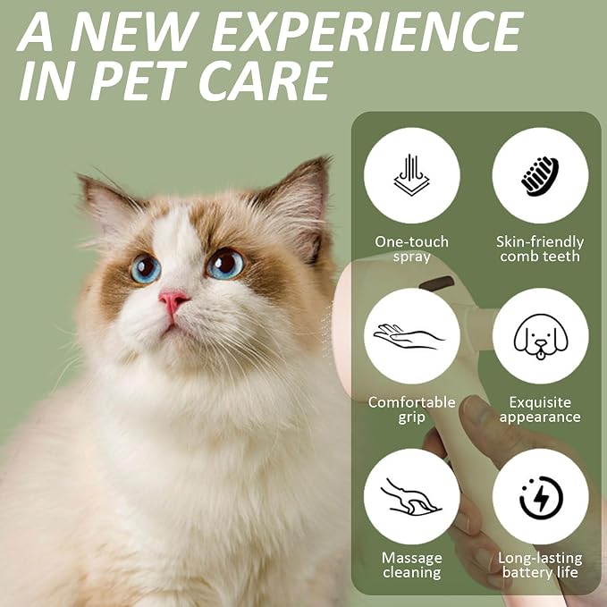 3 In 1 Self Cleaning Steamy Pet Brush, Pets Spray Hair Removal Comb - Image 2