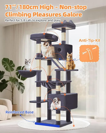 Taoqimiao Cat Tree 71-Inch, Cat Tower - Image 8