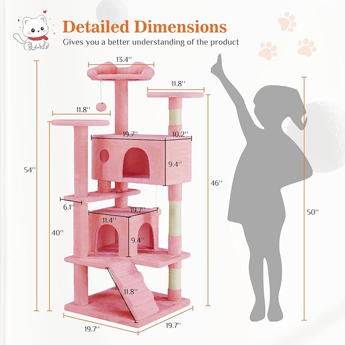 Sweetcrispy 54 Inch Cat Tree Tower, Indoor Cat Condo - Image 5