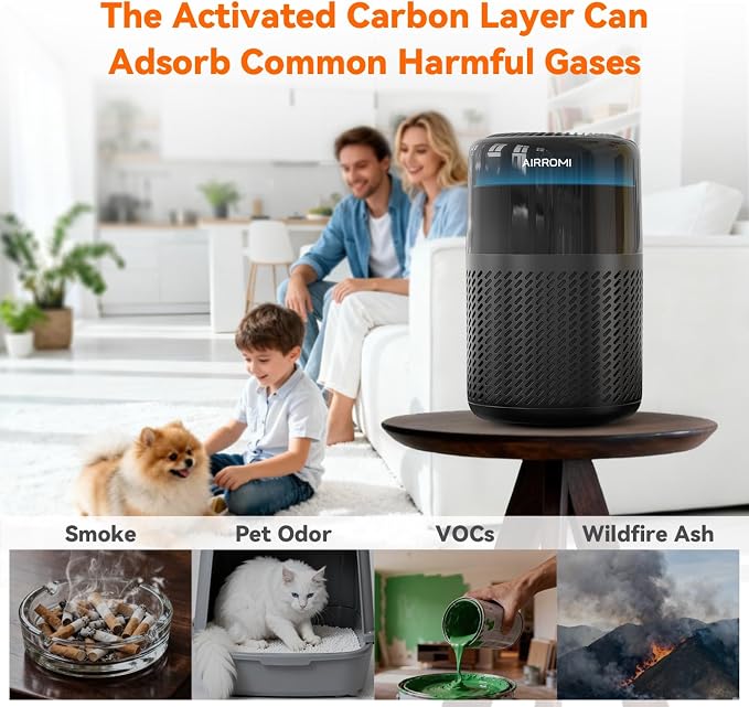 AIRROMI HEPA Air Purifier for Bedroom&Home, Pet Air Purifier for Home Pets - Image 5