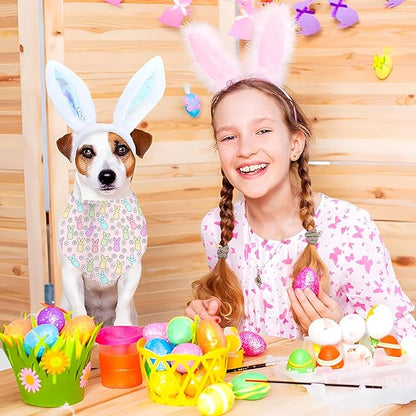 Easter Dog Bandana, 2 Pack Adjustable Holiday Party Pets Rabbit Easter Egg - Image 3
