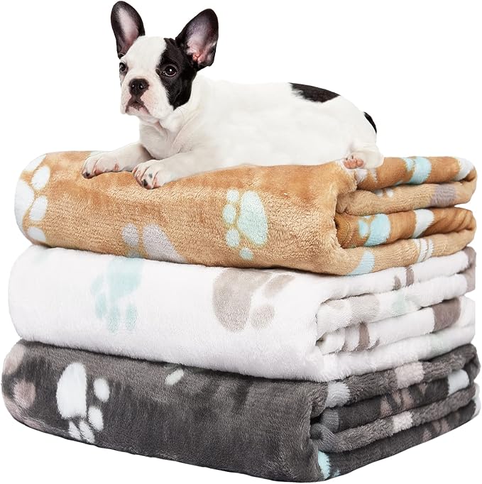 Rezutan Upgraded Dog Blankets for Medium Dogs, 3 Pack Dog Cat Blanket Washable by Rezutan