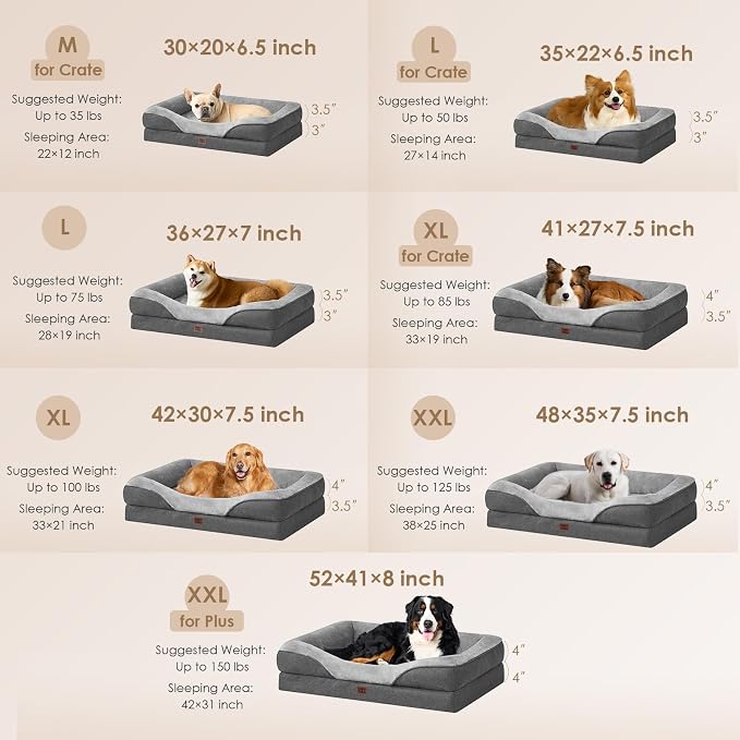 EHEYCIGA Orthopedic Dog Bed for Large Sized Dog, Waterproof Liner & Washable - Image 5
