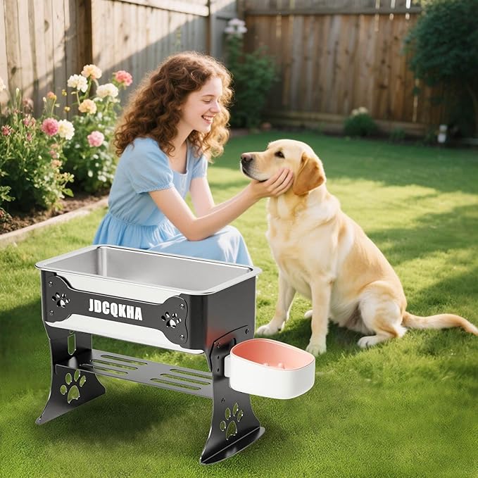 1.5 Gallon Elevated Large Dog Water Bowl, 2 Height Adjustable Stainless Steel - Image 7
