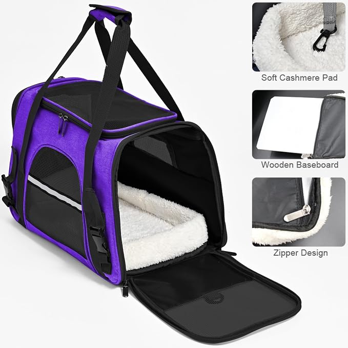 Dog Cat Carrier Soft for Small Pet Up to 16 Lbs TSA Airline Approved Travel - Image 3