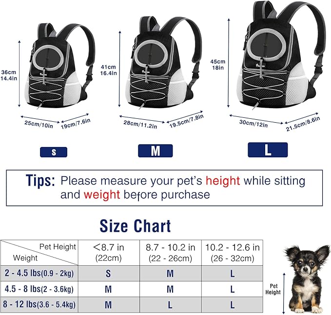 Pawaboo Pet Dog Carrier Backpack, Puppy Dog Travel Front Carrier - Image 2