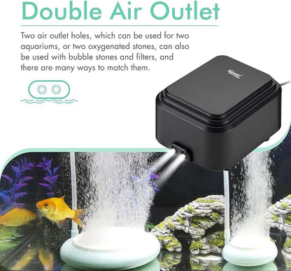 hygger Quiet <30dB Aquarium Air Pump, Adjustable Low Decibel Oxygen Fish Tank - Image 4