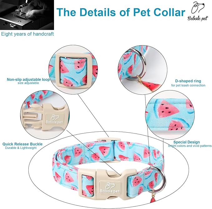 Adjustable Summer Dog Collar, Cute Watermelon Dog Collars - Image 4