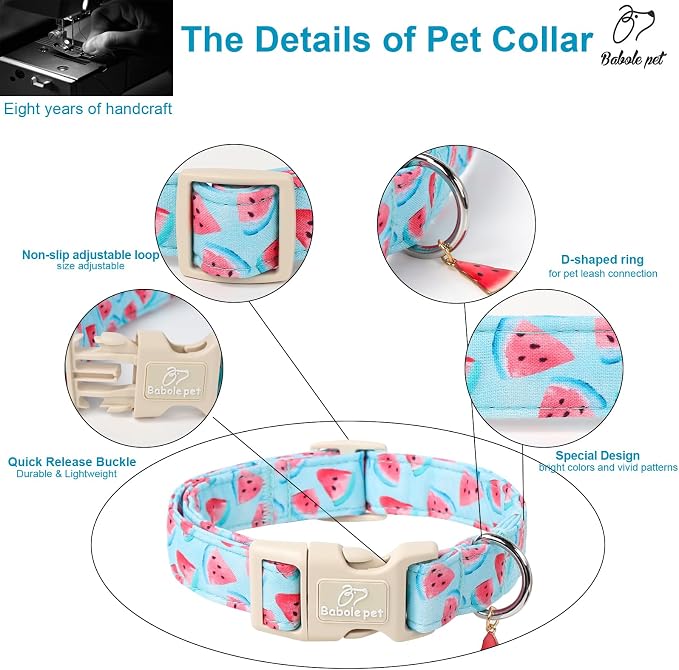 Adjustable Summer Dog Collar, Cute Watermelon Dog Collars - Image 4