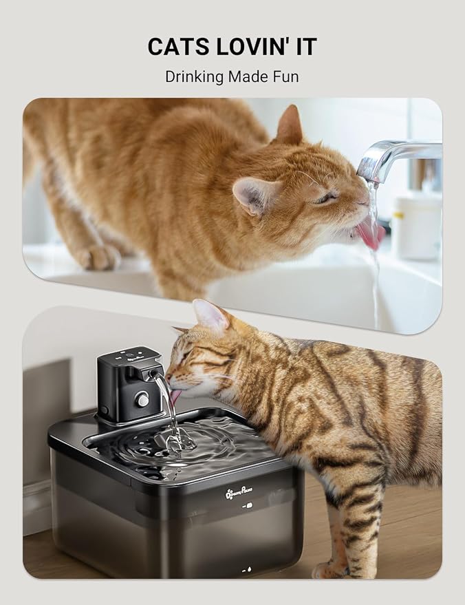 DownyPaws Battery Operated Cat Water Fountain, 84oz/2.5L Fursink Wireless Cat - Image 5