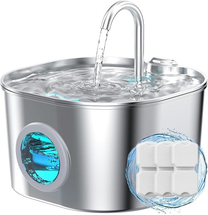 Cat Water Fountain Stainless Steel: Pet Fountains by HOOISE