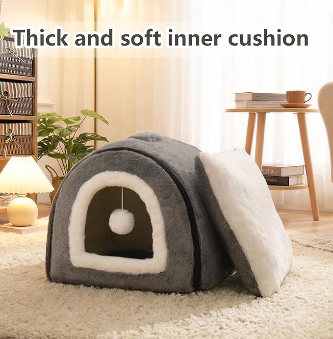 Cat Bed for Indoor Cats，Foldable cat cave，Anti-Slip & Water-Resistant - Image 4