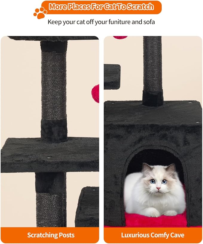 FISH&NAP Cute Cat Tree Kitten Cat Tower - Image 6