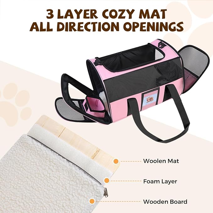 Soft Cat Carrier for Pets Up to 15 lbs, TSA Approved for Airline in-Cabin - Image 2