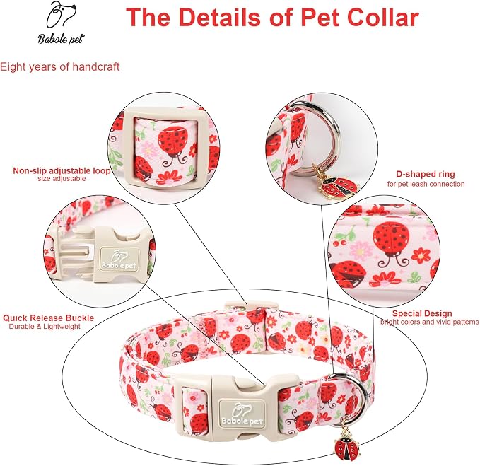 Lucky Ladybug Dog Collar for Medium Dogs - Image 3