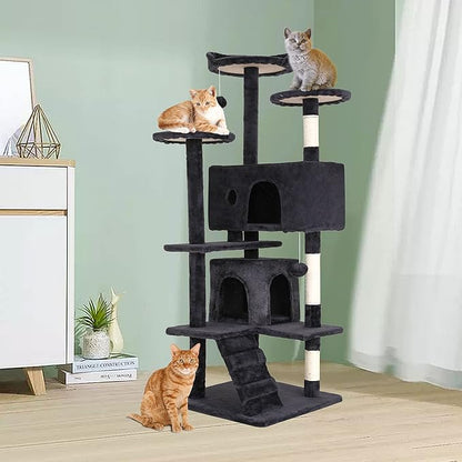 BestPet | 54" Cat Tree Tower | Dark Gray | Sturdy, Hanging Cat Toys, - Image 2