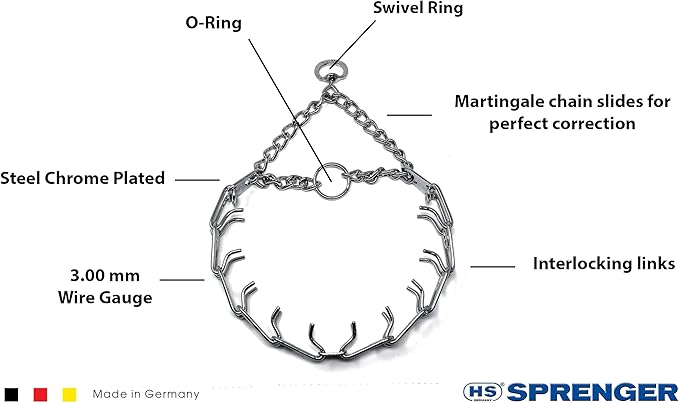 Herm Sprenger Prong Dog Training Collar, 22in x 3.0mm Medium, Ultra-Plus Chrome - Image 2