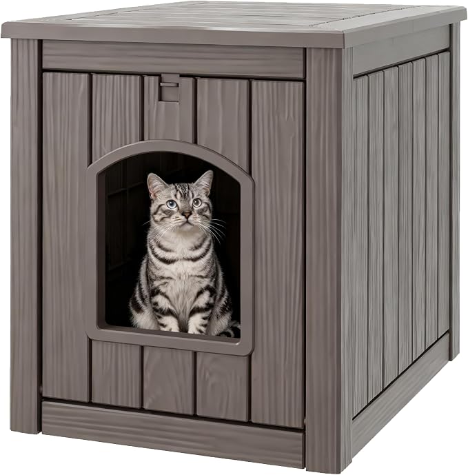 Cat Litter Box Enclosure, Plastic Hidden Litter Box Side Table by WTFGO