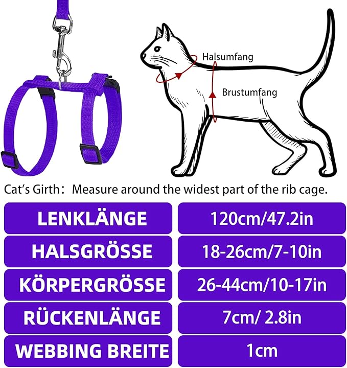 PUPTECK Adjustable Cat Harness and Leash Set Escape Proof Kitten Strap Collar - Image 2