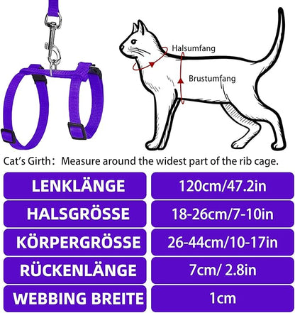 PUPTECK Adjustable Cat Harness and Leash Set Escape Proof Kitten Strap Collar - Image 2