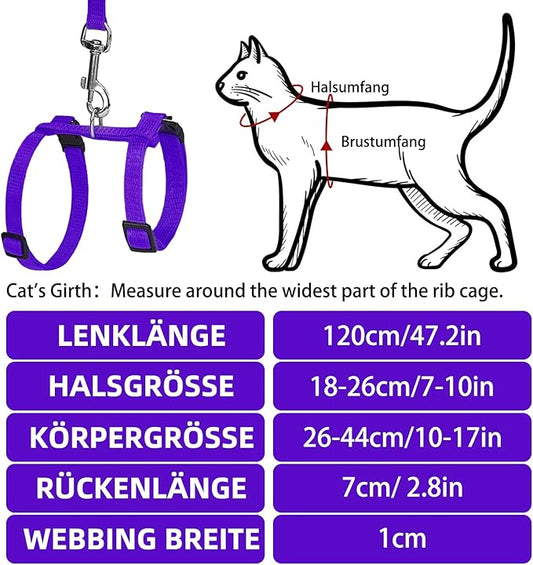 PUPTECK Adjustable Cat Harness and Leash Set Escape Proof Kitten Strap Collar - Image 2