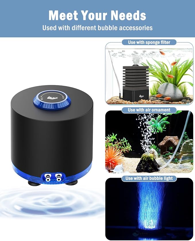 AQQA Aquarium Air Pump, Quiet Powerful Fish Tank Air Pump 3W/6W/10W - Image 3