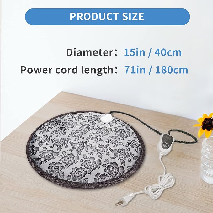 Cat Heating Pad Round with Smart Thermostat Switch and Power Line Protection - Image 4