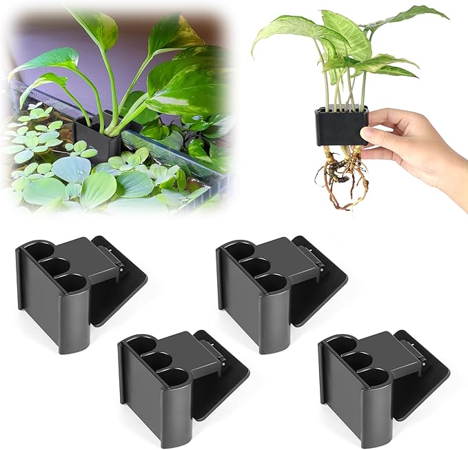 4 Pk Upgraded Aquarium Plant Holder, 3-Hole Hanging Aquarium Plant Holder by joqepy