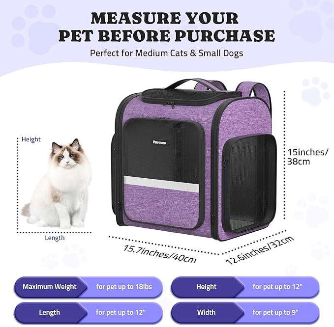 Pawtners Dog Carrier Backpacks Large Cat Backpack - Image 3