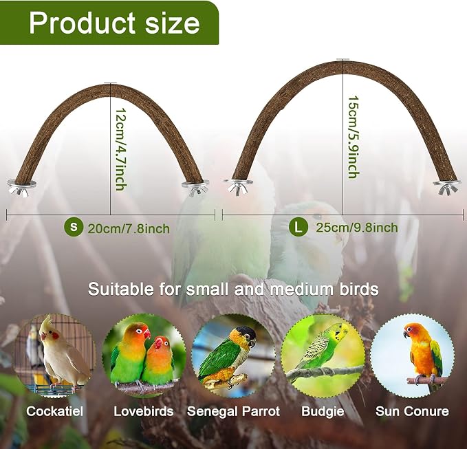 Rypet 2PCS Natural Wood Bird Perches - Image 2