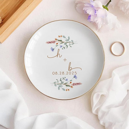 Custom Wildflower Engaged Ring Dish, Personalised Floral Trinket Dish, Ring - Image 4