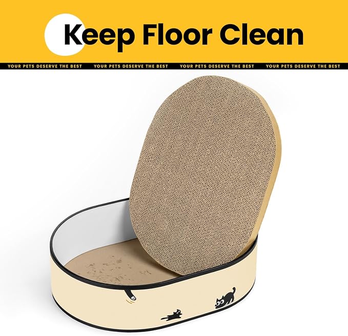 Cat Scratcher Box with 4 Cat Scratching Pads, Mess-Free Design, Refill Scratch - Image 4