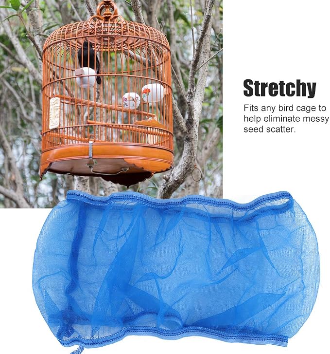 Alvinlite 2 Pieces Bird Cage Cover Seed Feather Catcher Birdcage Nylon Mesh Net - Image 6