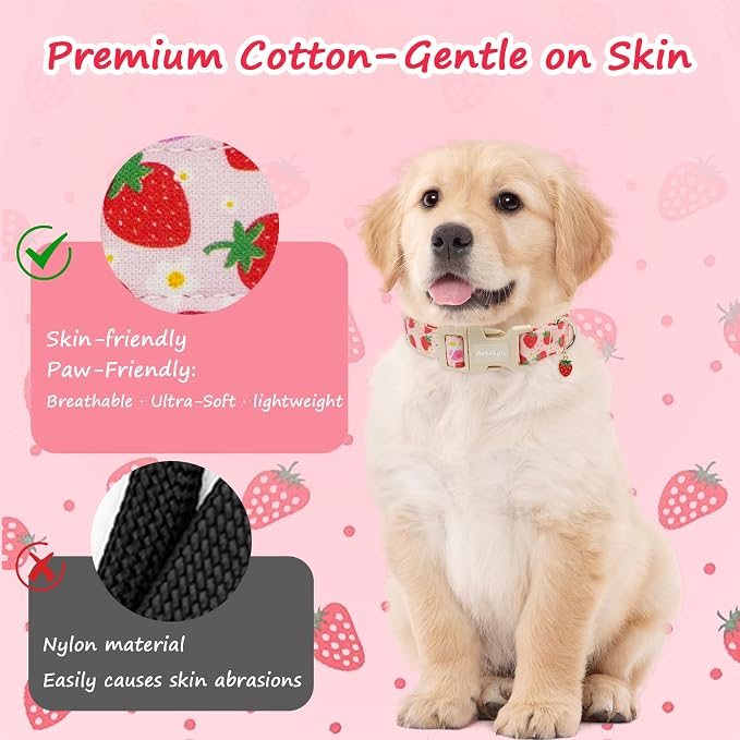 Strawberry Dog Collar, Cute Pink Dog Collars - Image 5