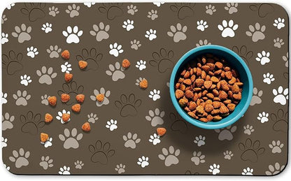 Dog Food Mat, Absorbent Water Bowl Mats Cat Pet Feeding Placemats Brown 24 * 32 by Zoeeya