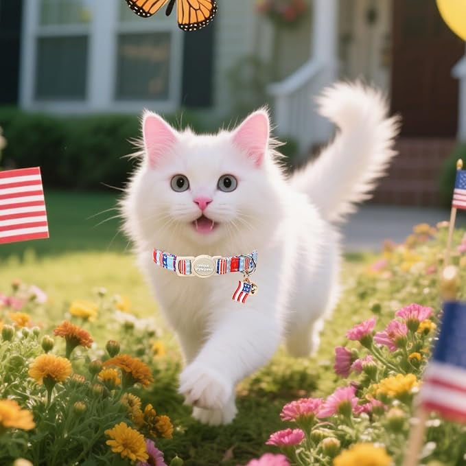 Unique Style Paws 4th of July Cat Collar, Cute Cat Collars - Image 3