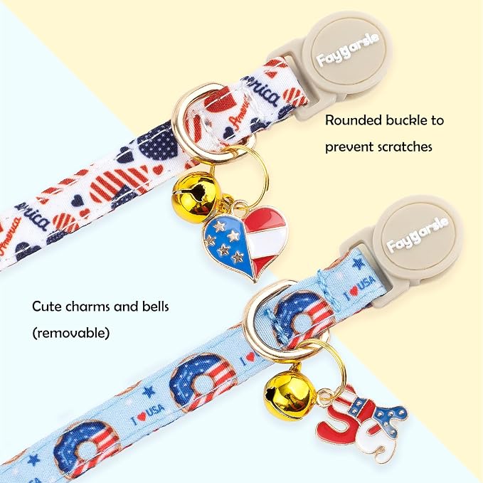 Faygarsle 2 Pack Patriotic American Flag Dog Collar Pattern Cat Collars - Image 5